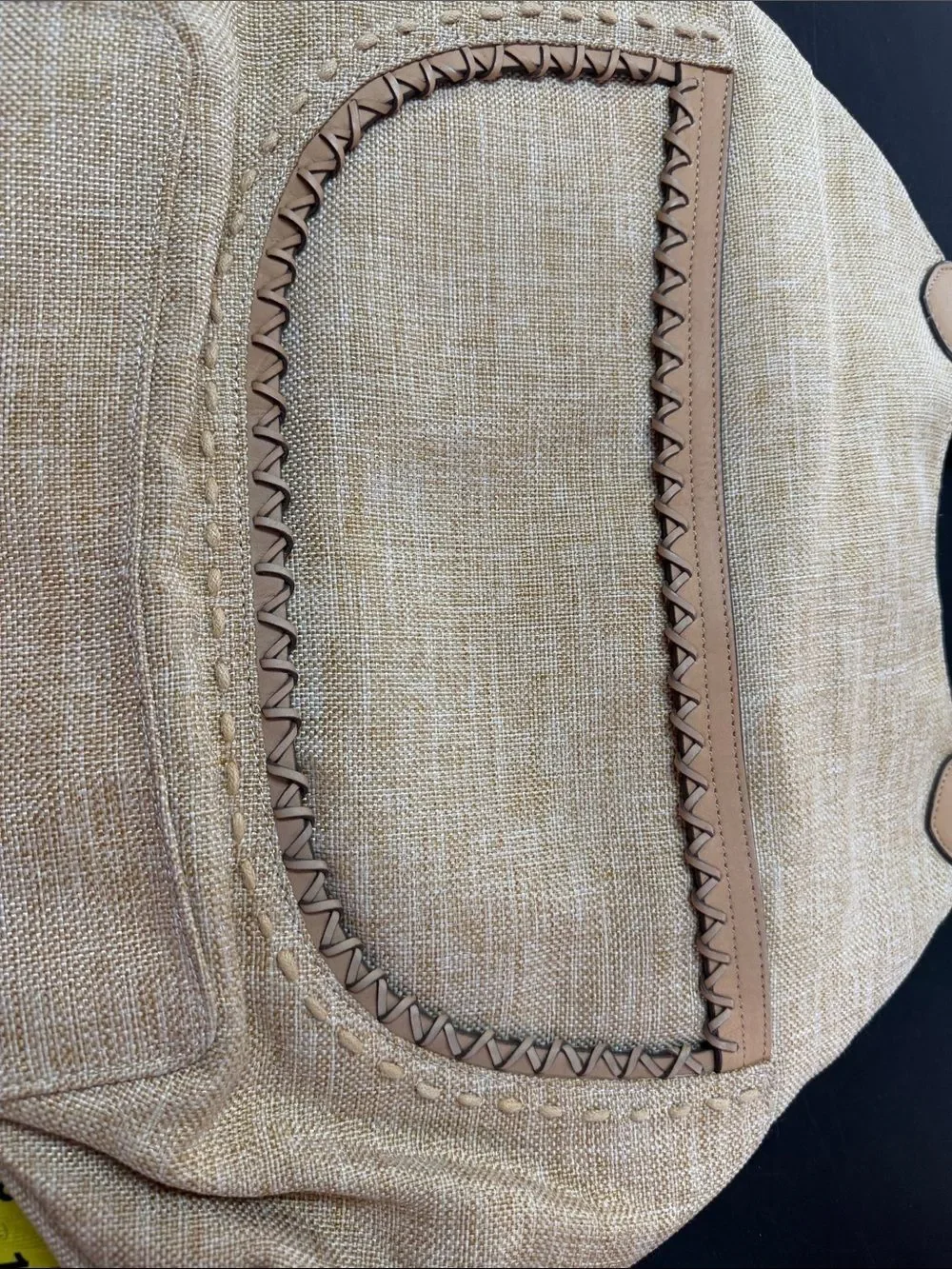 Beige Macramé Hobo Bag with Braided Ring Handles